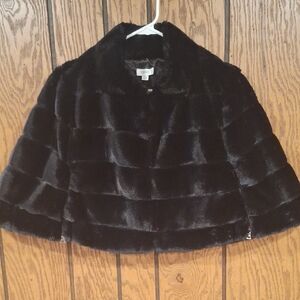 Badgley Mischka Black Faux Fur Cape